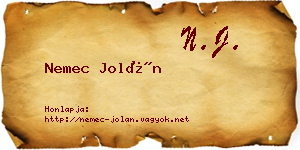 Nemec Jolán névjegykártya