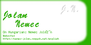 jolan nemec business card